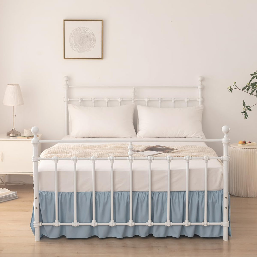 Bed Skirt Queen Size 14 Inch Drop Ruffled Bed Skirt with Split Corners