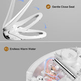 Elongated Electric Bidet Toilet Seat with Endless Warm Water, Heated Seat, Dual Front and Rear Wash, Warm Air Dryer, LED Night Light