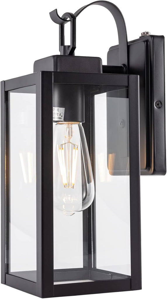 Dusk to Dawn Outdoor Wall Lantern, Wall Sconce for Porch Lighting Fixture, E26 Base Max 60W, Metal Housing Plus Glass