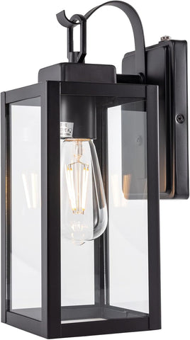 Dusk to Dawn Outdoor Wall Lantern, Wall Sconce for Porch Lighting Fixture, E26 Base Max 60W, Metal Housing Plus Glass