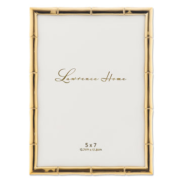 5" W x 7" H Gold Metal Picture Frame with Bamboo Design (712257)