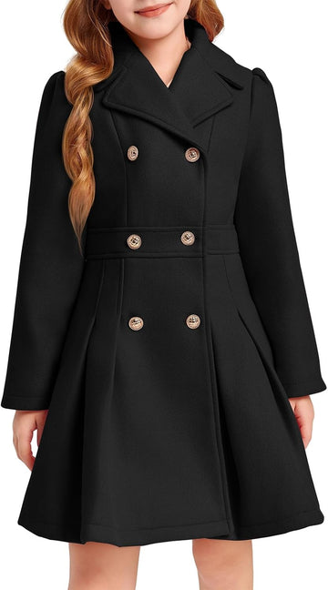 Girls Winter Dress Coat Butron Peacoat Double Breasted Ourwear