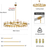 Modern Crystal Chandeliers 48in Large Brass Round Chandelier, Chandeliers for Dining Room, K9 Crystal Wagon Wheel Chandelier for Living Room,High Ceiling,Foyer,Entryway,Staircase(48xG4 Bulbs Included) A117-B0F6NFBD6Y