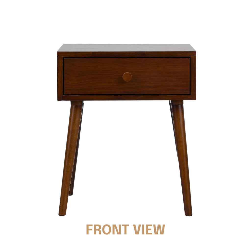 Lux Solid Wood Nightstand with Drawer, Mid Century Modern Side Table Bedroom, Bedside Furniture, Night Stand, End