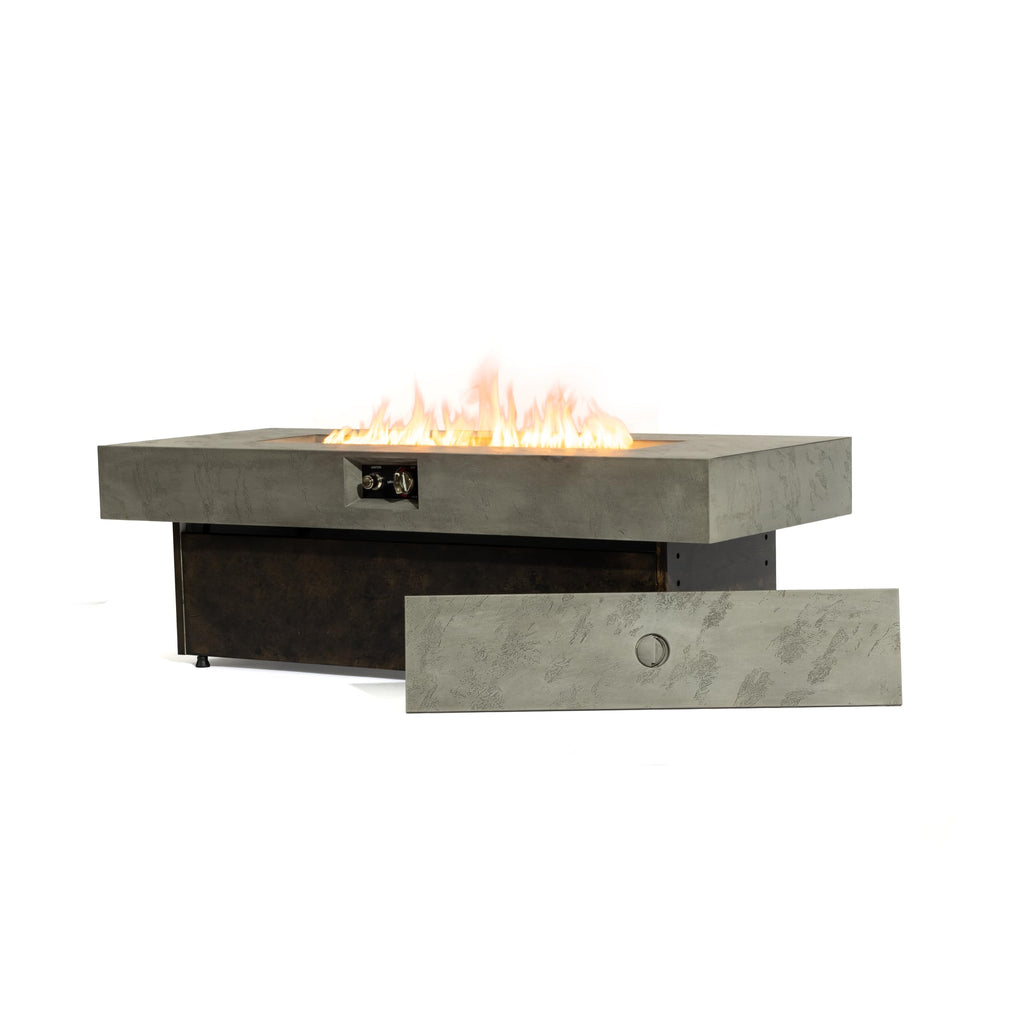 56" Propane Fire Pit Table, 50, 000 BTU, 3 Heights, Cement Grey