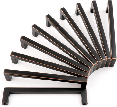Solid Square Bronze Kitchen Cabinet Handles Oil Rubbed Bronze Cabinet Pulls, 10 Pack 5 Inch Bronze Hardware Cabinets