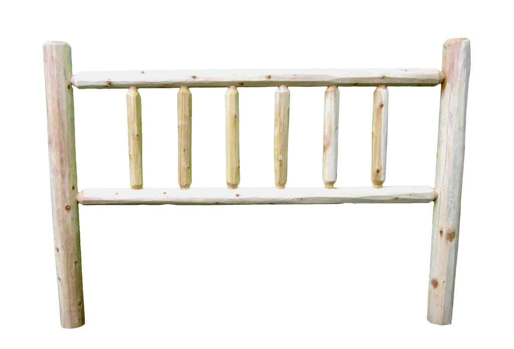 Log Headboard, Full Size - Unfinished Natural Beige, Solid White Cedar Wood, Heavy Duty, Amish Handcrafted in USA