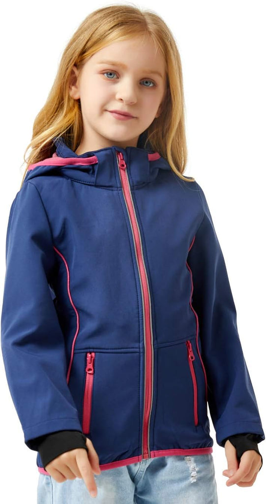 Girls Hooded Fleece Lined Waterproof Windproof Jacket