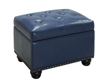 Designs4Comfort 5th Avenue Upholstered Storage Ottoman 24" - Contemporary Foot Stool and Seat with Hinged Lid, Den