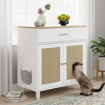 Hidden Cat Litter Box Enclosure Furniture Wooden Litter Cabinet