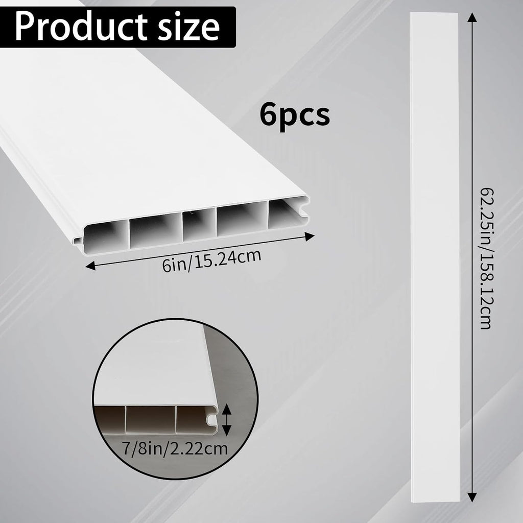 6 Pcs Vinyl Fence Warehouse 7/8"x6"x62.25" Tongue & Groove Pickets for Privacy Fence Outdoor Garden Yard(White)