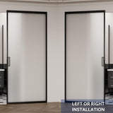 40" x 87" Frosted Glass Barn Door, Concealed Sliding Barn Door with Soft Close, Waterproof Modern Sl