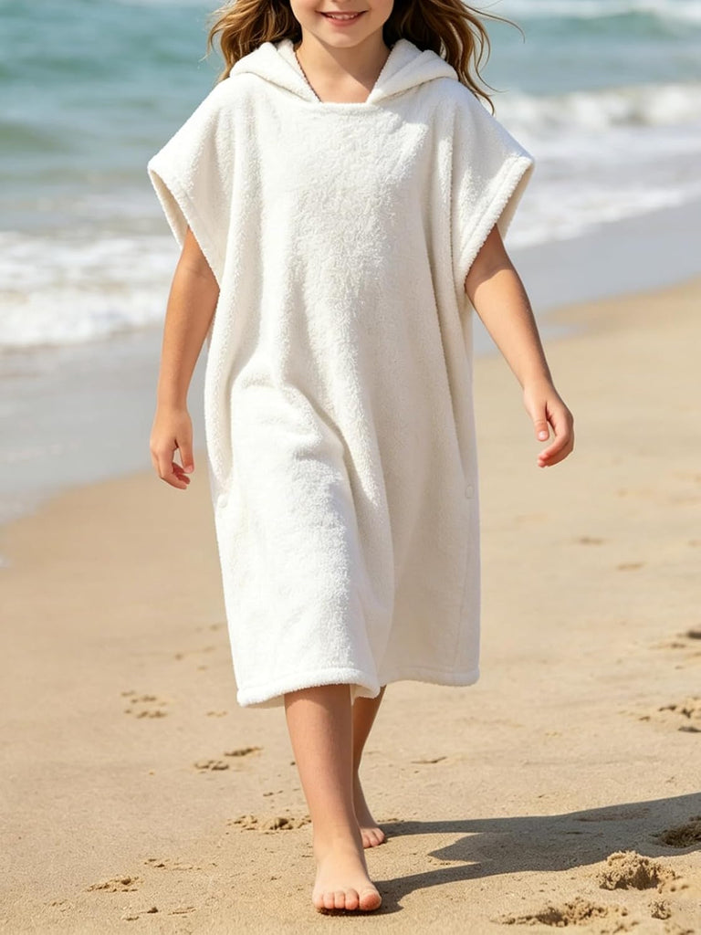 Girls Swim Cover Up Kids Hooded Terry Bathing Suit Coverup Snaps