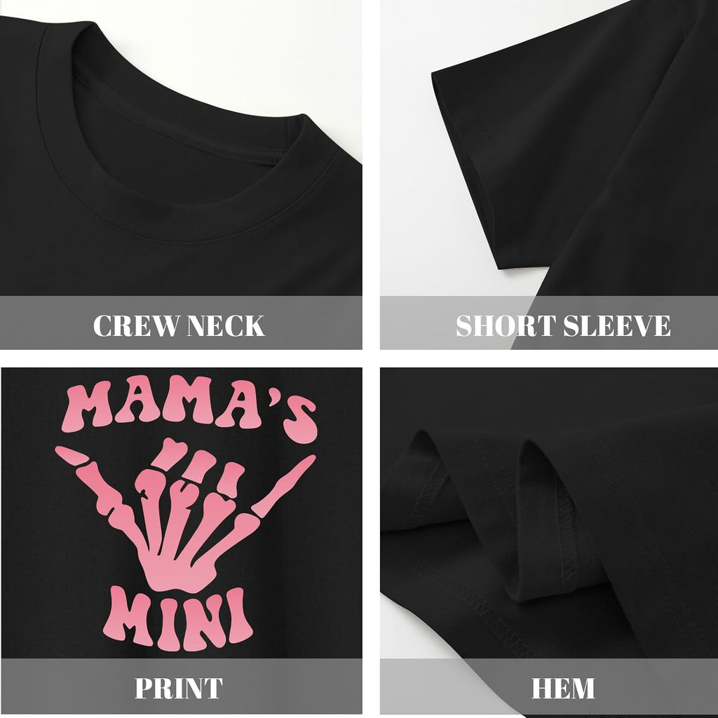 Cute Preppy Shirts for Girls Funny Tshirts Kids Graphic Tees Miniature Version of My Mama Letter Cotton Shirt