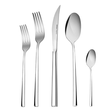 Tivoli 60 Pieces Cutlery Set for 12 Person - Forks, Spoon, Knives Silverware Sets - Modern Silver Flatware