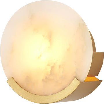 Gold Modern Wall Sconces for Bathroom, 1-Light Alabaster Sconce Wall Light Fixture for Bedroom, Unique Sconce