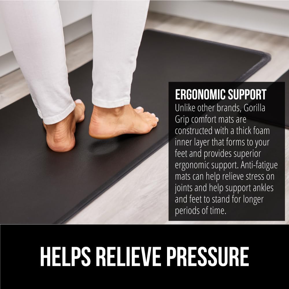 Comfortable Cushioned Kitchen Mats for Floor, 1/2 Inch Thick Ergonomic Standing Desk Anti Fatigue Mat, Waterproof and