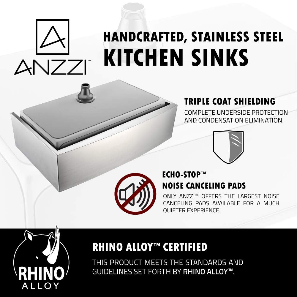 Elysian 32" Farmhouse Stainless Steel Kitchen Sink With Strainer, 16