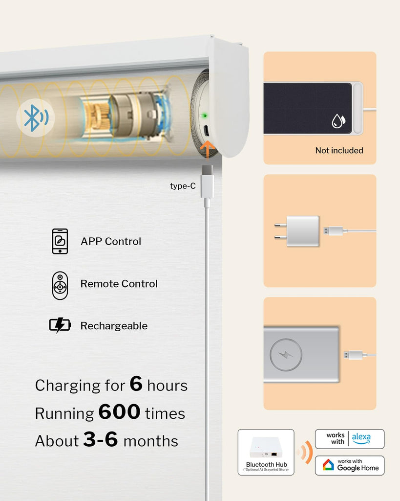 Motorized Blinds with Remote APP Control Blackout Roller Shades for Indoor Windows (Cross Texture White, "