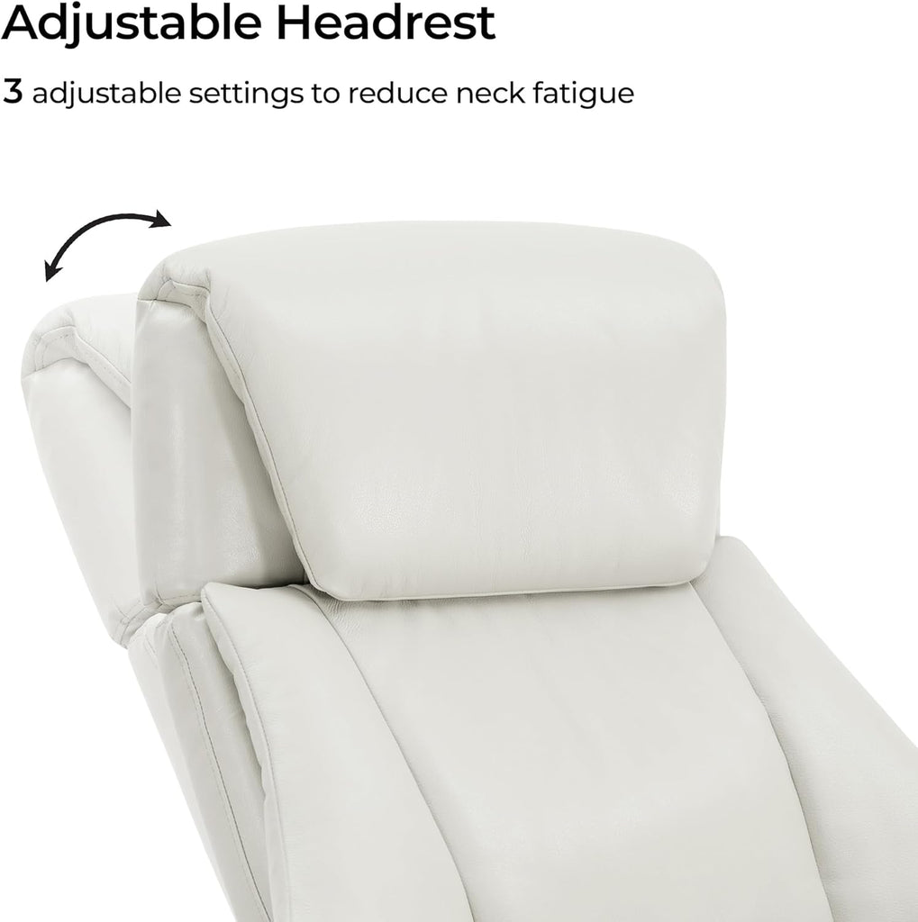 Modern Reclining Swivel Lounge Chair and Ottoman — Grey Genuine Leather