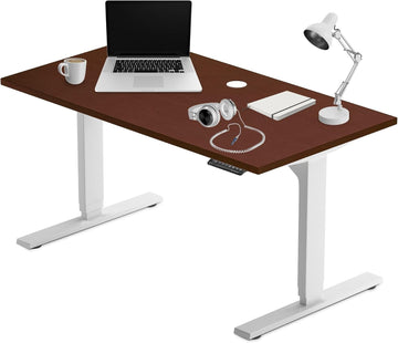 Stand Up Height Adjustable Electric Standing Desk - 48" x 30" with Dual Motor, 3 Stages Sit Stand Table - Dark