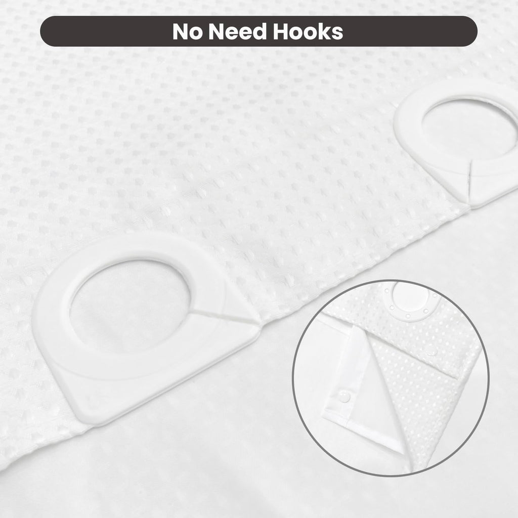 No Hook Shower Curtain with Removable Snap-in Liner, Waffle Weave 230 GSM Polyester, Weighted Hem, Water Repellent