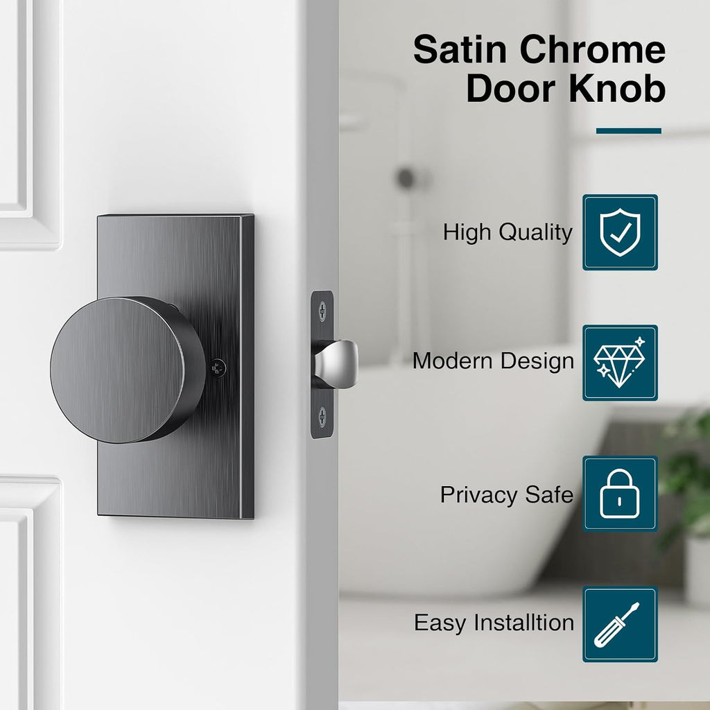 Privacy Satin Chrome Door Knobs