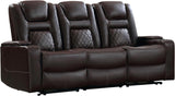 EBELLO Home Theater Seats, Faux Leather Movie 3 Seat Recliner Sofa with Hidden Arm Storage