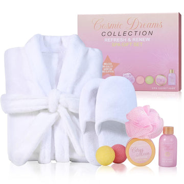 Robe and Slippers Set for Women, 7 Pcs Birthday Robe Gift Sets for Women