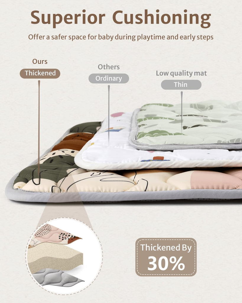 Play Mats for Floor, 71x59 Inch Extra Thicker & Large Soft Cushioning Foam Playmats for Babies and Toddlers, Foldable