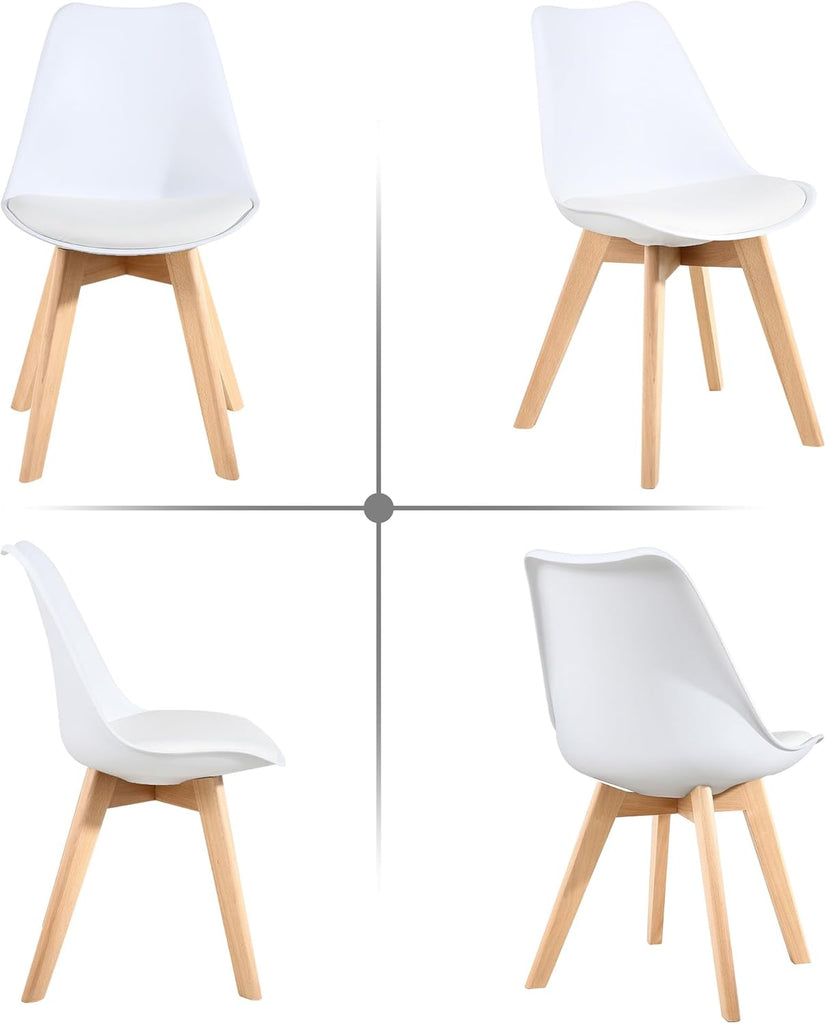 Mid Century Modern Dining Chairs,Shell Lounge Plastic Side Chair with Soft Padded and Wooden Legs for Dining