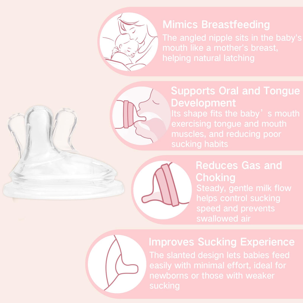 Natural Glass Baby Bottles for Breastfeeding Babies,Newborn Anti-Colic Baby Bottle Set with Slow Flow Nipple,0-3