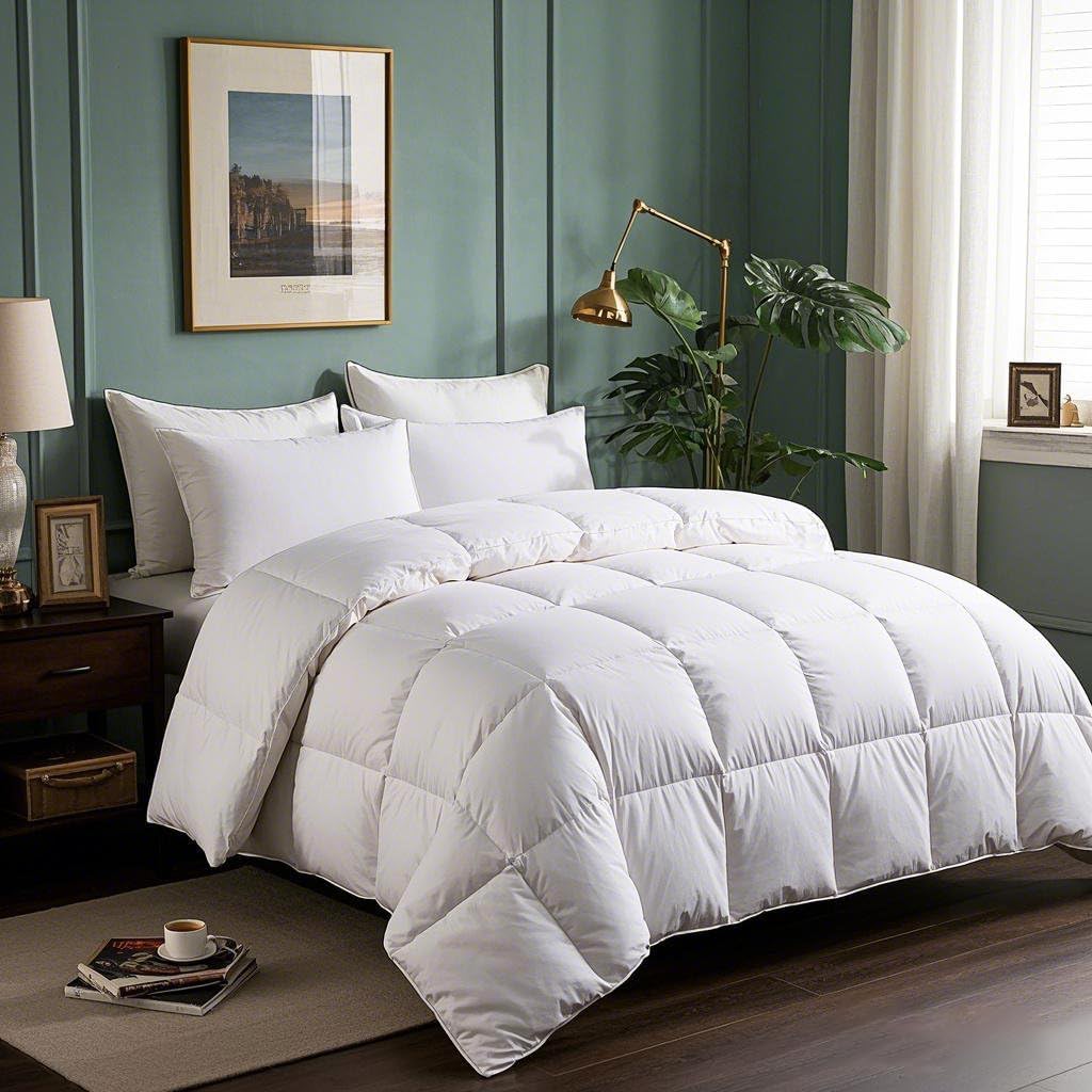 Goose Feathers Down Fiber Comforter Queen Duvet Insert,100% Cotton,Hotel Luxury Hypoallergenic Comfo