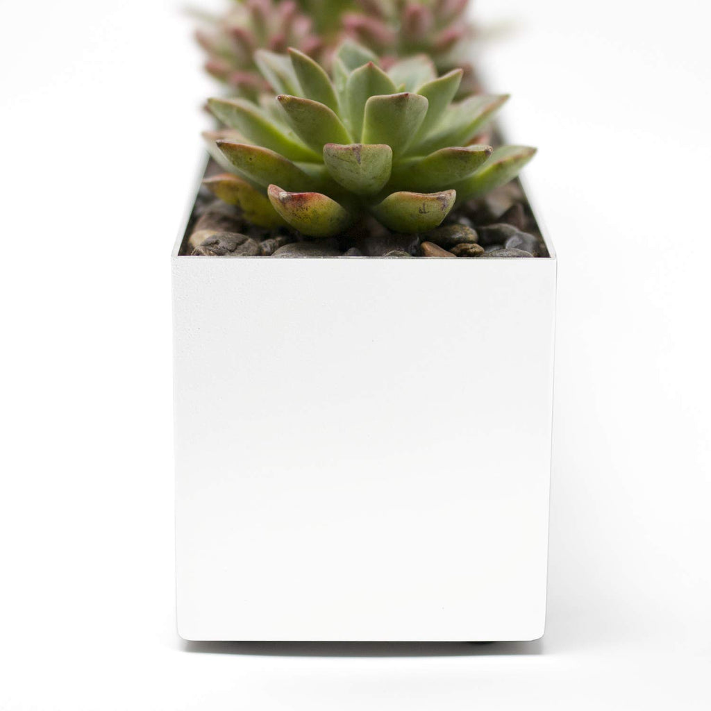 Modern Metal Trough Rectangle Planter 32 inch, White