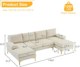 Karl home Convertible Sectional Sofa 110" U-Shape Sofa Couch 4-Seat Couch with Chaise Fabric Upholstered for Living