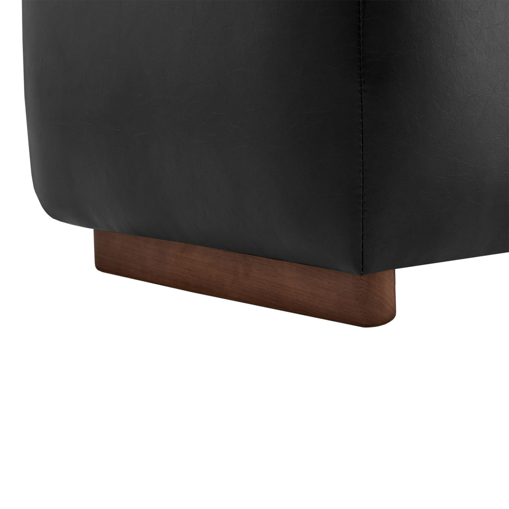 Storage Ottoman with Tray Lids, FSC Certified Small Rectangular Bench, Faux Leather in Black (Light)