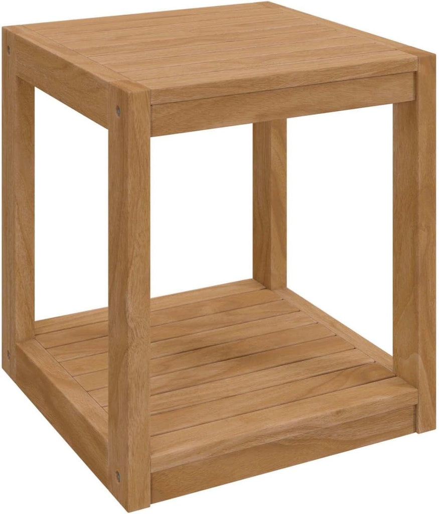 Carlsbad 3-Piece Teak Wood Outdoor Patio Set in Natural/White