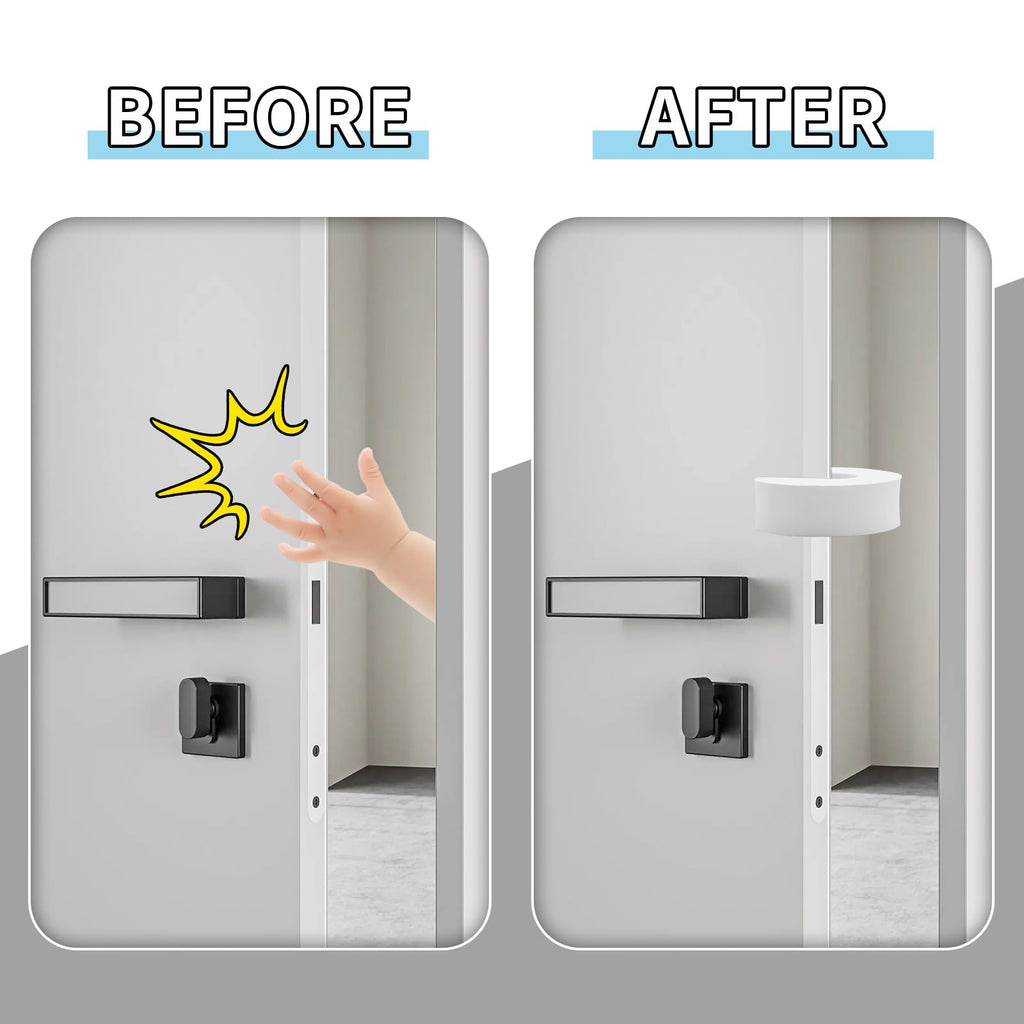 Door Pinch Guards, 6 Packs White Foam Baby Proof Door Stopper- Prevents Finger Pinch Injuries, Slamming Doors &
