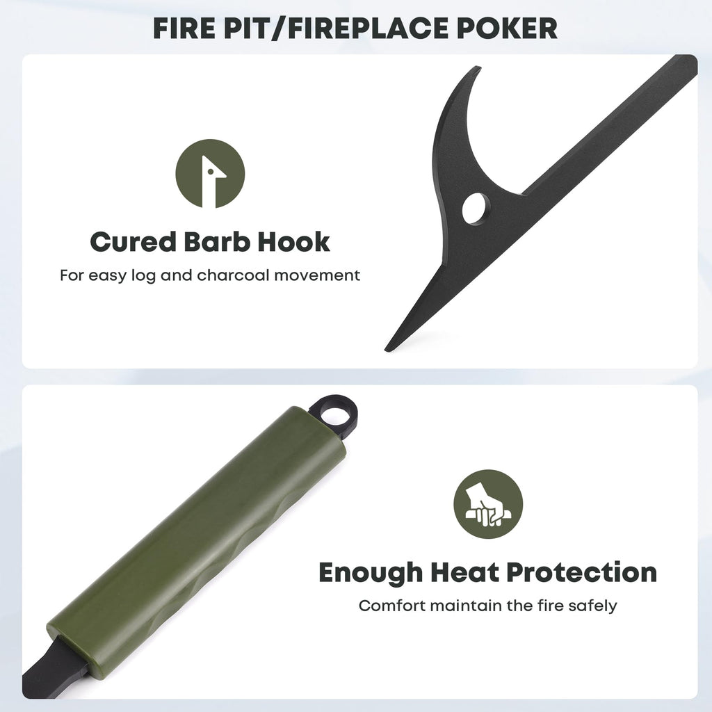 Fire Pit Tools Set with 40" Fire Poker and Log Tongs Shovel