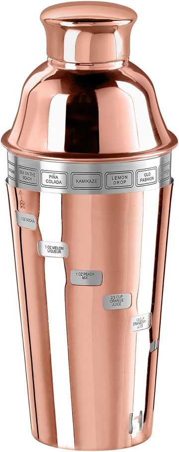 Dial A Drink Cocktail Shaker - Copper Plated, 15 Recipes, 34 oz - The Original and Only Dial A Drink - Ideal Home Bar