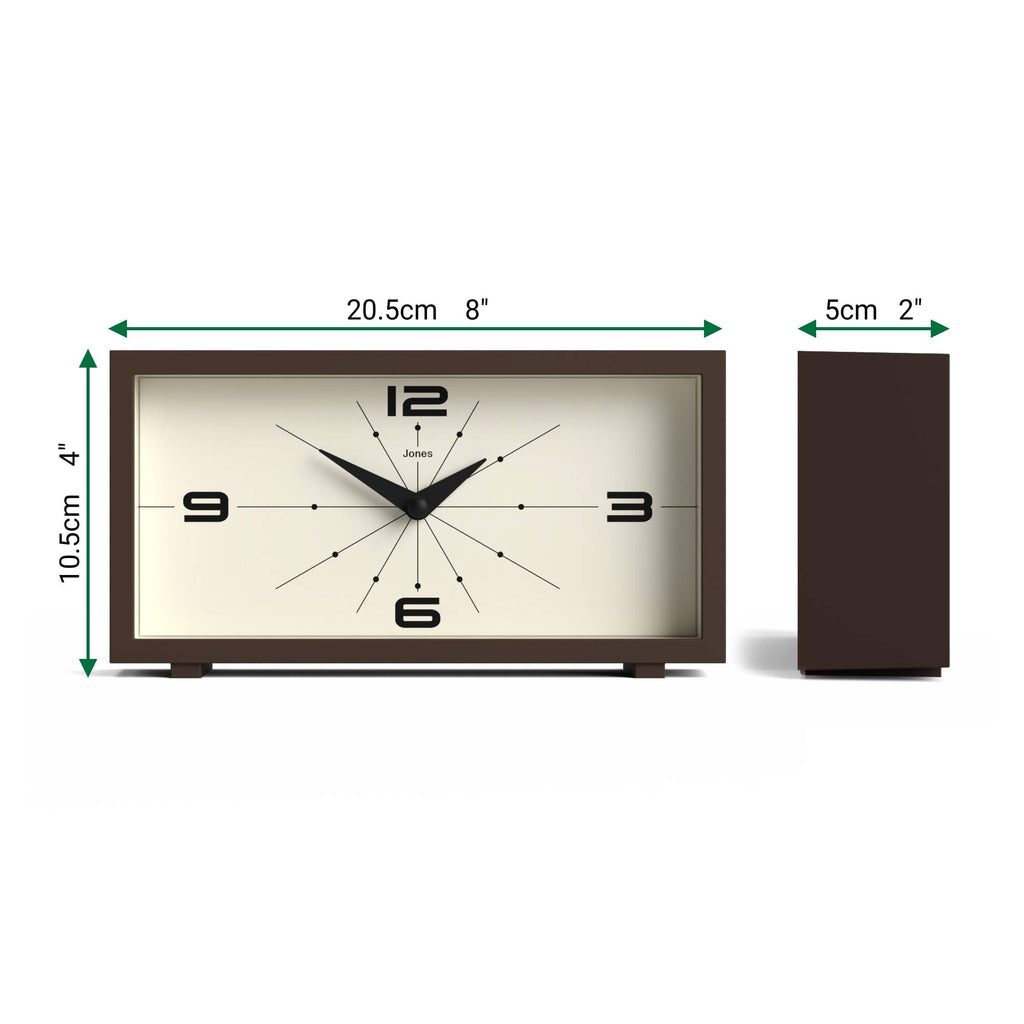 Odeon Desk Clock | Modern Rectangular Design | Brown