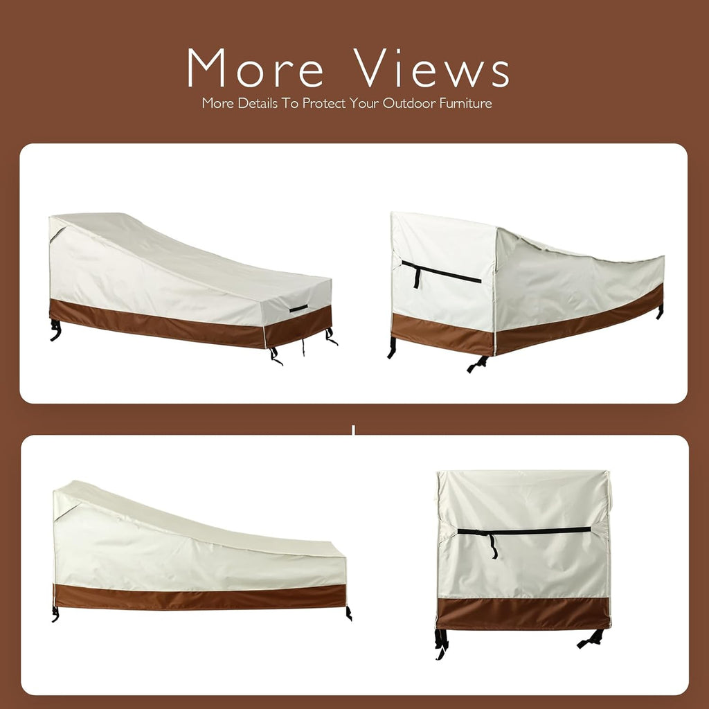 Waterproof Patio Chaise Lounge Cover 2 Pack, 420D Chair Covers (68x30x30)