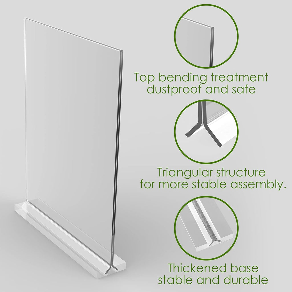 4x6 Inch Clear Acrylic Sign Holder, Display Stand, Plastic Card Holder for Business, Office, Retail (4x6 Inch 12 Pack)