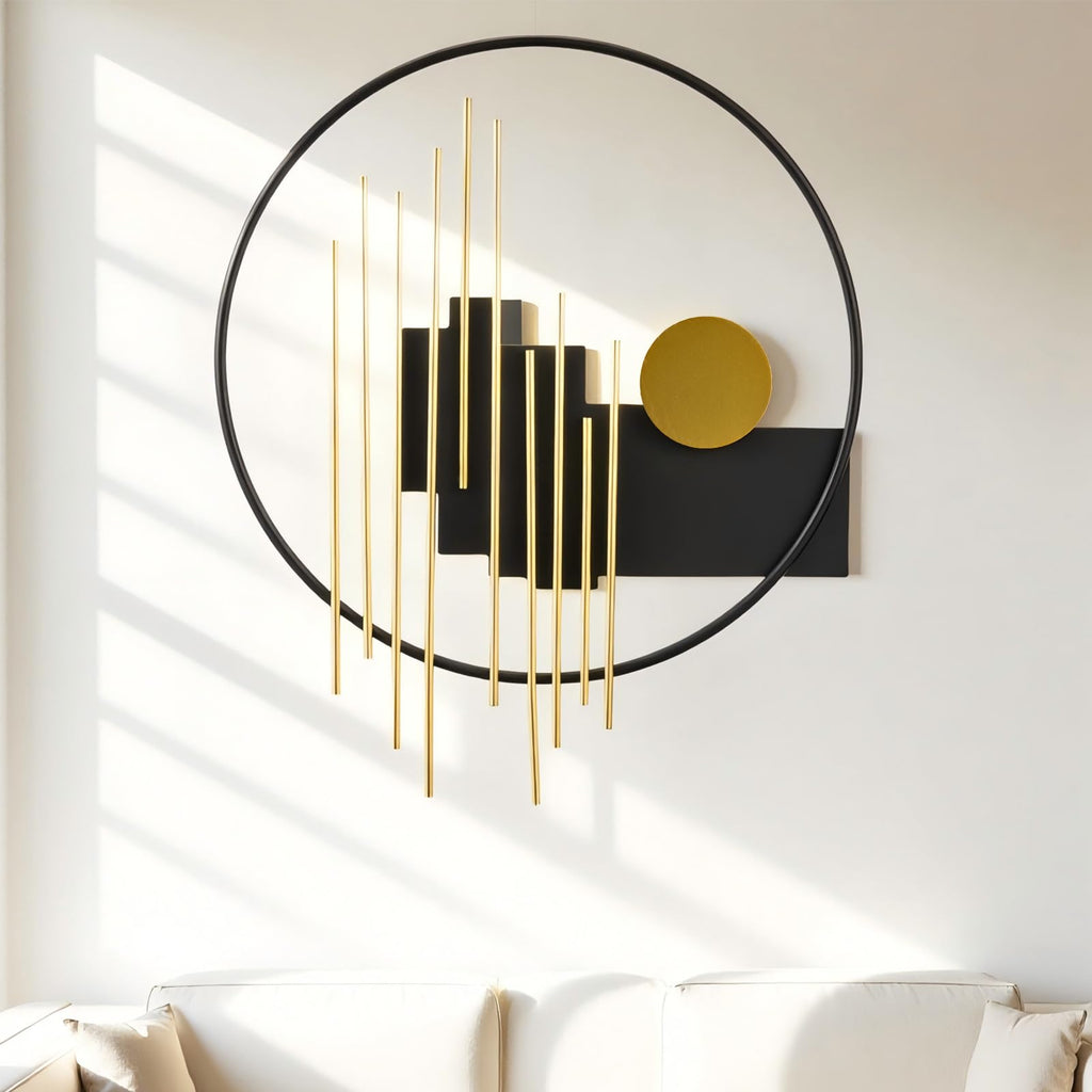 3D Large Metal Wall Decor Modern Aesthetic Wall Sculptures 19.7''x23.2'' Luxury Geometric Circular Decor Wall Art