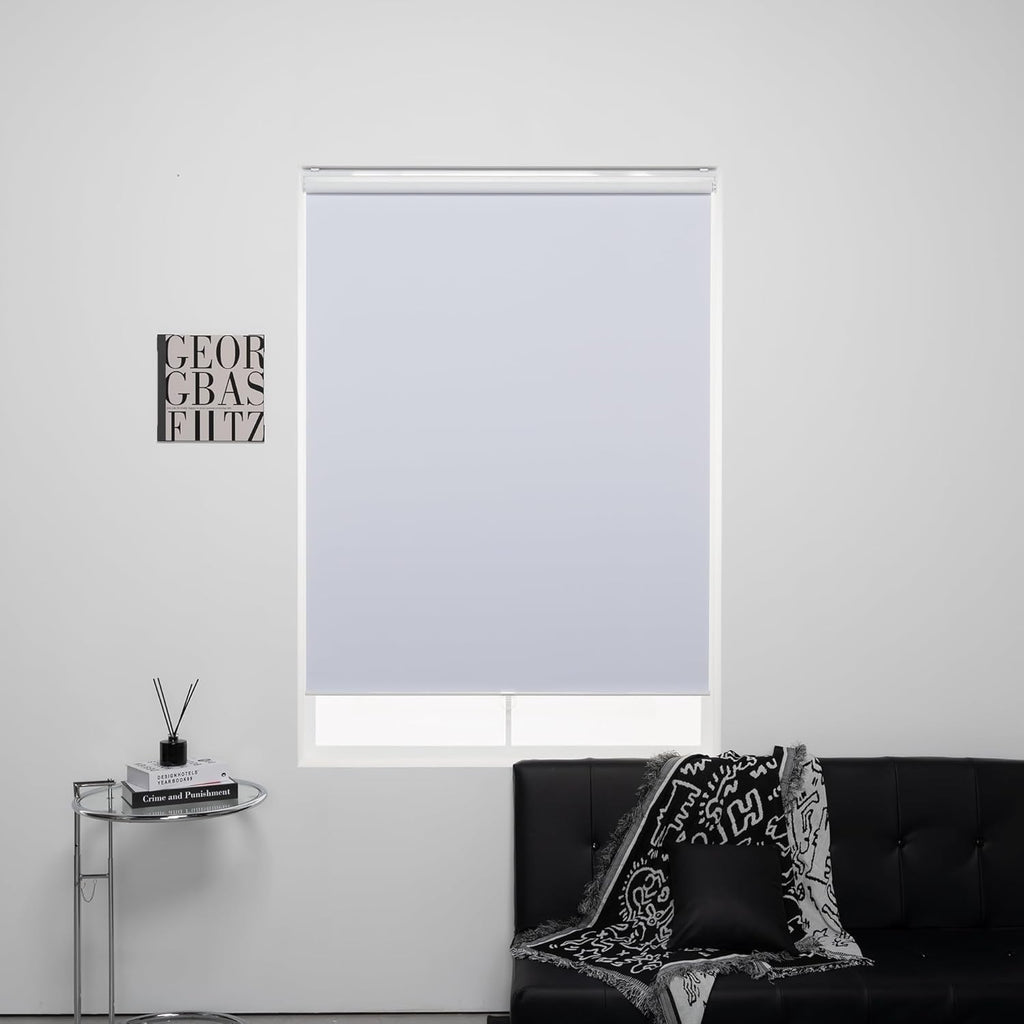 Roller Shades Cordless 100% Blackout Blinds for Windows and Doors, Pull Down Room Darkening Window Shades, Easy to Install for Home and Office, White, Fixed 75 Inches High, 20 Inches Width