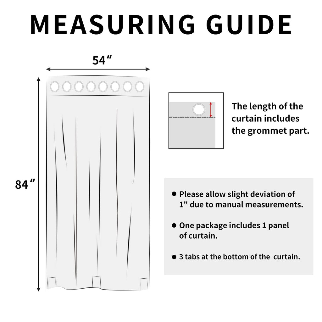 Outdoor Curtains 1 Panel, 54x84 inch, Black