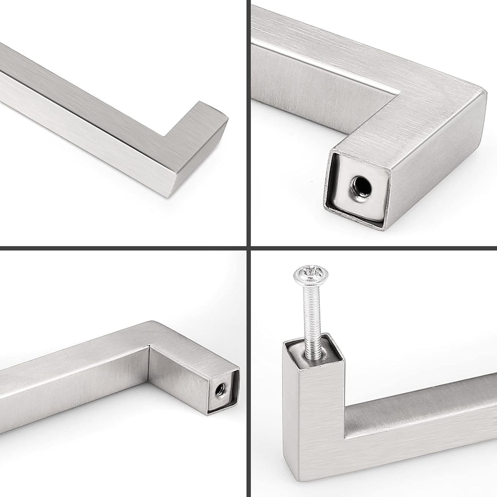 30 Pack 5 Inch Kitchen Cabinet Handles Stainless Steel Drawer Dresser Pulls Cupboard Square Bar Pulls Brushed Nickel