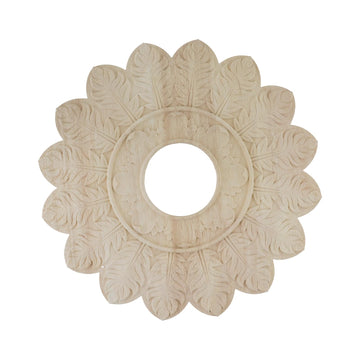 Wood Ceiling Medallion 3.15" ID,Natural Unfinished,12.6"OD x 0.55"T