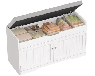 Shoe Bench with Lift Top Storage, Entryway Bench with Padded Seat Cushion, Shoe Storage Bench with 2 Adjustable