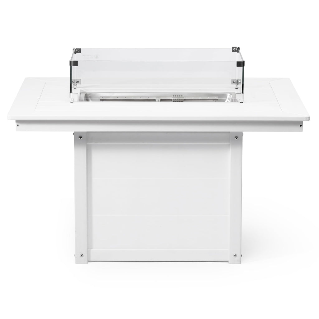 46" Modern Outdoor 55, 000 BTUPatio Backyard Rectangular Gas Propane Deck Fire Pit Table (Rocks Not Included), White